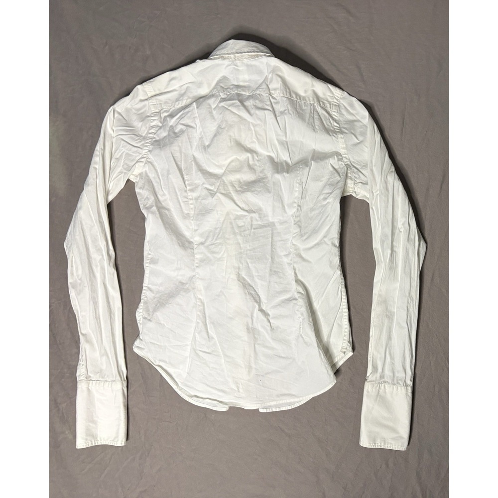 Ralph Lauren Ruffled Front Blouse Women's Size 4 White Long Sleeve Button - Picture 7 of 7